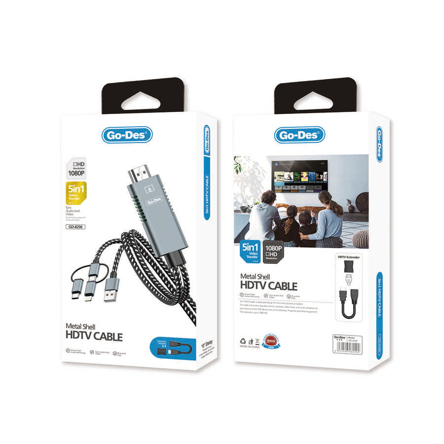 Go-Des GD-8296 5 in 1 1080P HD HDMI Kablo - 2 Go-Des GD-8296 5 in 1 1080P HD HDMI Kablo - 2
